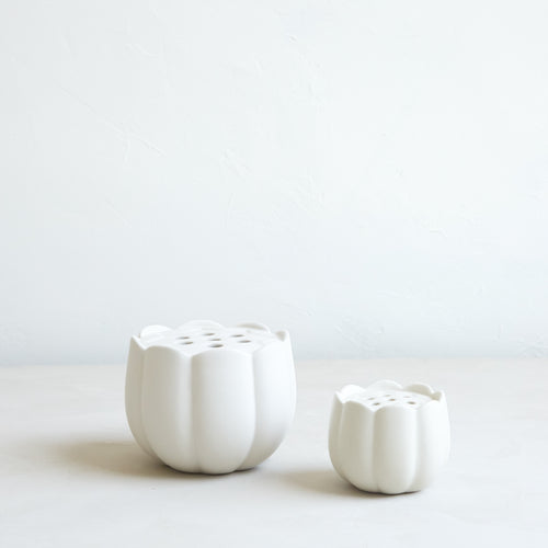White Ceramic flower frog vases