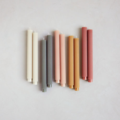 10inch Ribbed Dinner Candles. Dining table, column candles. Nature inspired hues