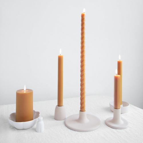 Ribbed pillar candle brown