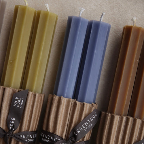 12" Beeswax Fluted Tapers