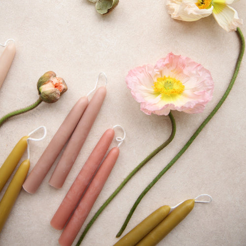 6 inch Beeswax Dipped Taper Candles 