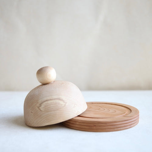 Wooden Butter Cloche & Dish