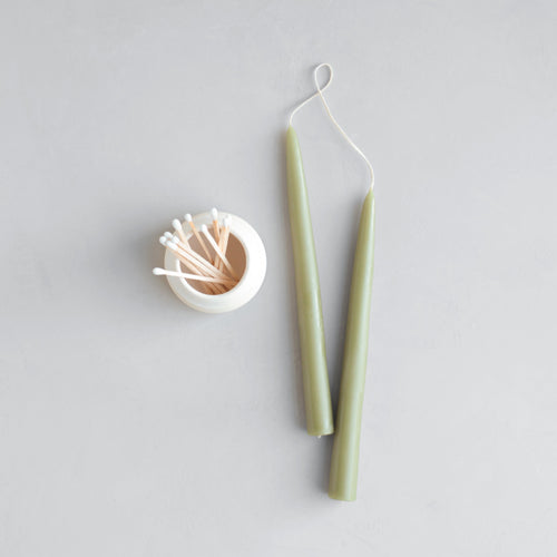 Bayberry taper candle and ceramic match strike gift set
