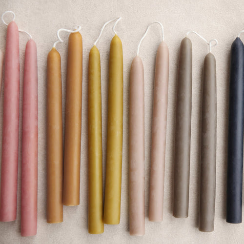 Beeswax Dipped Taper Candles 9 inch natures hues