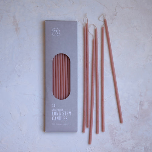 Beeswax Long Stem Candles _Blossom Pink_Skinny Candles 