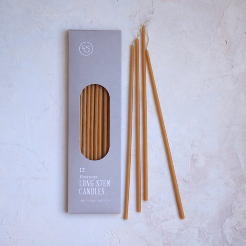 Beeswax Long Stem Candles _Ochre brown_Skinny Candles 