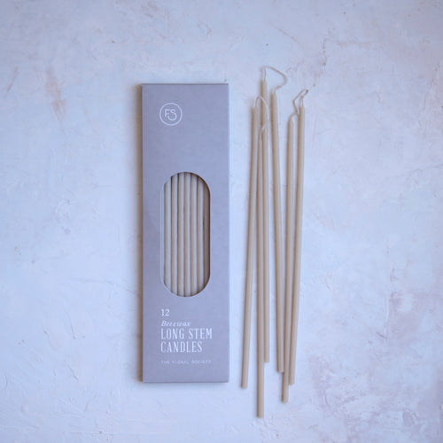 Beeswax Long Stem Candles _Salt_Skinny Candles 