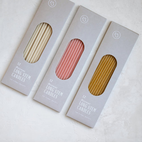 Beeswax Long Stem Candles Skinny Candles_Salt_Blossom_Ochre_