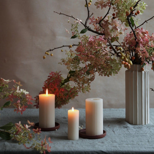 Beeswax Fluted Pillar Candles 