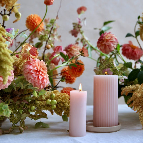 Beeswax Fluted Pillar Candles_Rosewater Blush