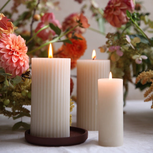 Beeswax Fluted Pillar Candles_Salt
