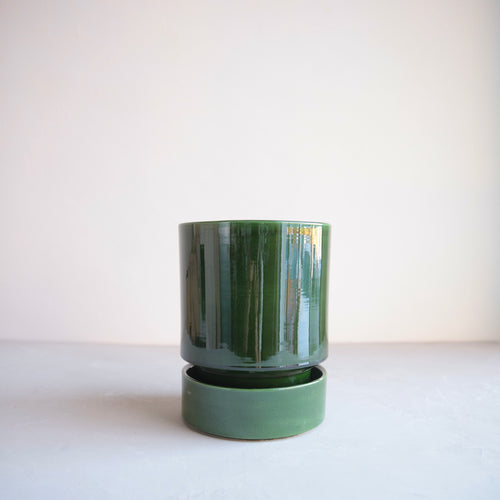 Hoff Collection Pot & Saucer, Emerald Green