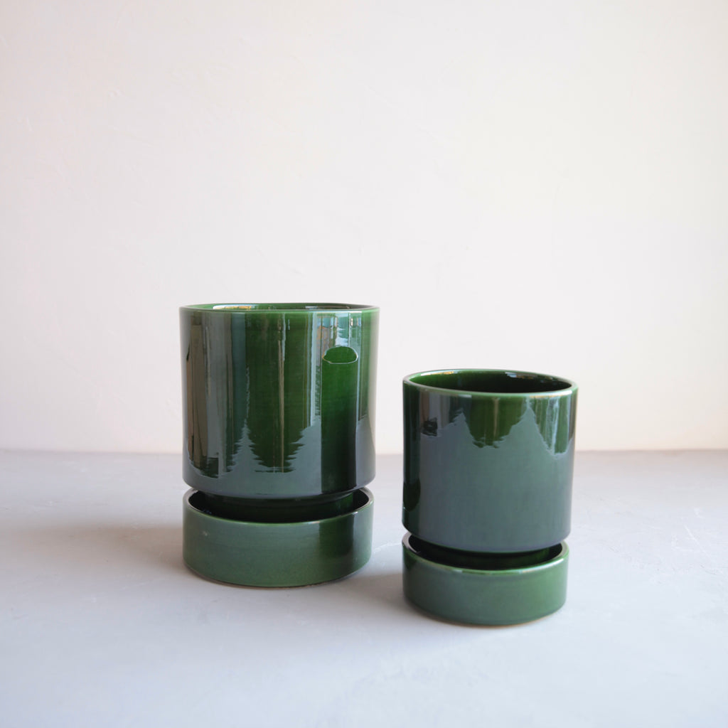Hoff Collection Pot & Saucer, Emerald Green