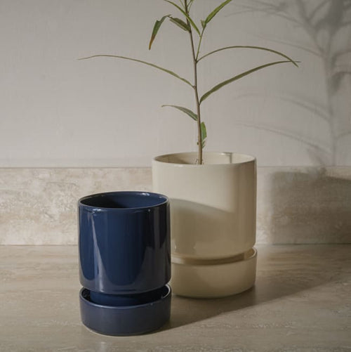 Bergs Pottery Hoff Glazed Pots_Navy and Sandstone