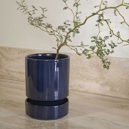 Bergs Pottery Hoff Glazed Pots_Navy and Sandstone