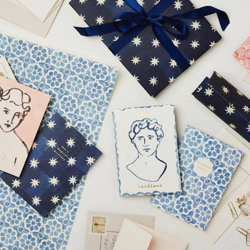Blue Star Wrapping Paper Sheets