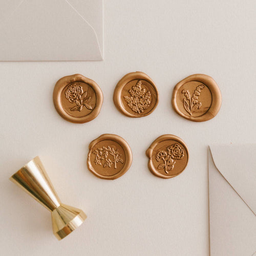 Botanical Wax Seal Set. Wedding invitation and letter seal