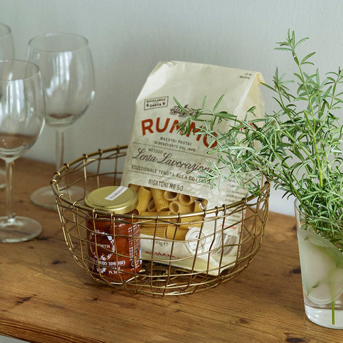 Brass Wire Round Medium Basket_Fog Linen