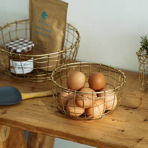 Brass Wire Round Medium Basket_Fog Linen