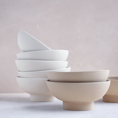 Ceramic Compote Vase Florist_White and Sand