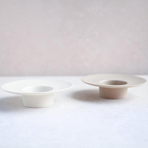 Ceramic Ikebana Vase White and Sand