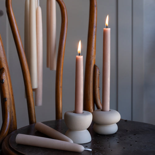 Ceramic Petite Taper Holders and Beeswax Taper Candles 