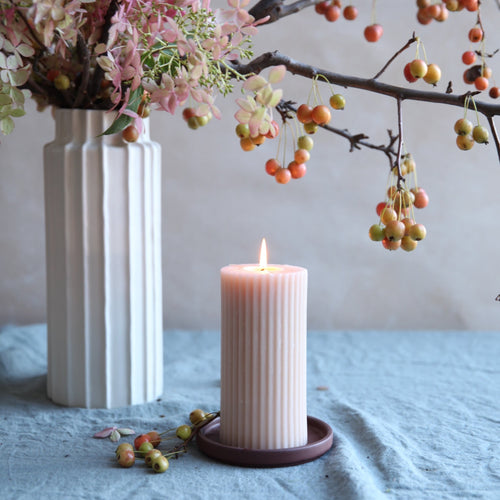 Ceramic Pillar Candle  Plate_Earth Brown