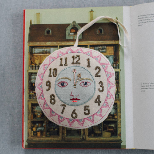 Clock Face Hand Embroidered Ornament_Wall Hanging_Skippy Cotton