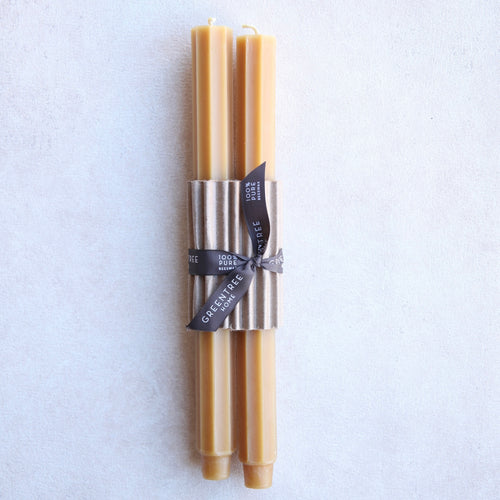 12" Beeswax Fluted Tapers