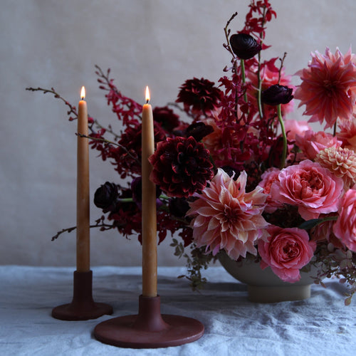 Daily Taper Candleholders_Ceramic Brown Earth