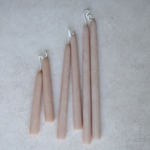 Dipped Beeswax Taper Candles Rosewater_Blush