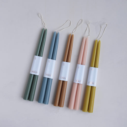 Dipped Taper Candles 9inch 12inch and 18 1inch_Moss, Heron, Miel, Petal, Citrine