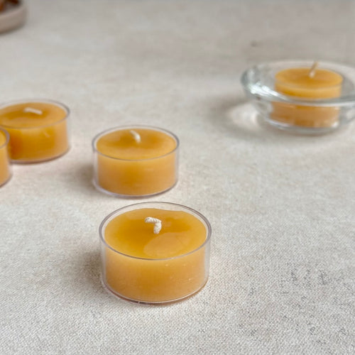 Beeswax Tea Light Candles, Natural