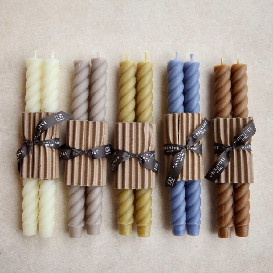 10" Beeswax Rope Taper Candles in Greige Color