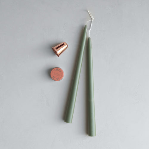 Essential Candle Kit_Moss taper candles