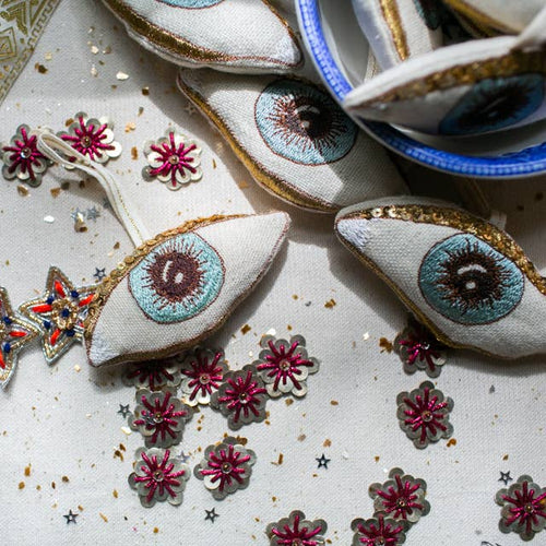 Evil Eye Hand Embroidered Ornament_Wall Hanging_Skippy Cotton