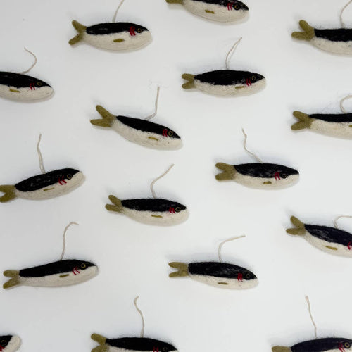 Felted Sardine Ornament Set