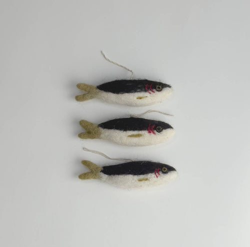 Felted Sardine Ornament Set