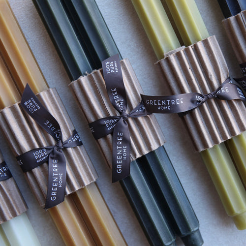 Greentree Beeswax Fluted Taper Candles 12 in