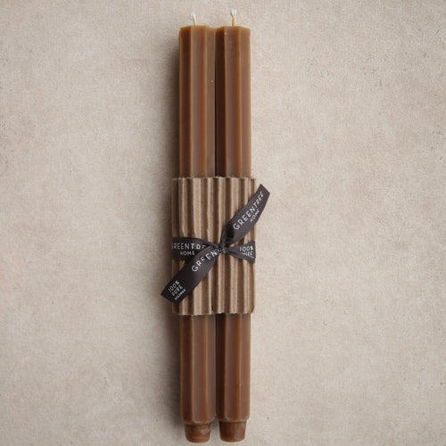 Greentree_Beeswax_Fluted_Taper_Candles_12_in Burnt Amber