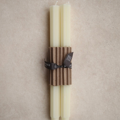Greentree_Beeswax_Fluted_Taper_Candles_12_in Cream