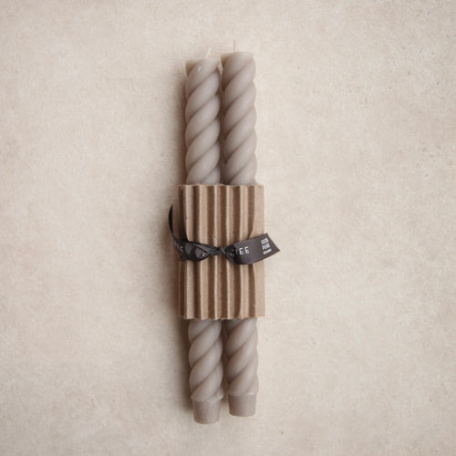 Greentree  Beeswax Twisted Candles_Greige
