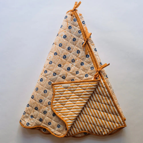 Hand Block Printed Christmas Tree Skirt Yam