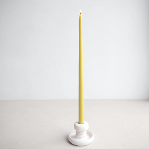 Sculptural Taper Candle Holder, White Short