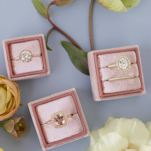 Handmade Velvet Ringbox  Parchment and Blossom Color