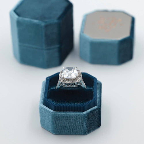 Handmade Velvet Ringbox Blue