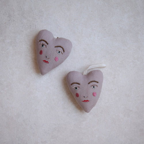 Heart Face Hand Embroidered Ornament_Wall Hanging_Skippy Cotton