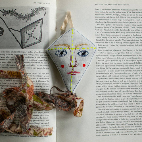 Kite Face Hand Embroidered Ornament_Wall Hanging_Skippy Cotton