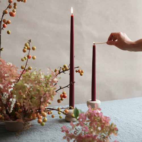 Original Dipped Taper Candles Garnet Red