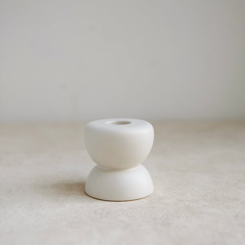 Petite Ceramic Taper Holders_White_Gem and Pebble. Wholesale Florist Wedding Decor